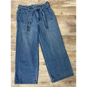 TGLA Denim Wide Leg Jeans Paper Bag Belt Cropped Women’s Sz 29